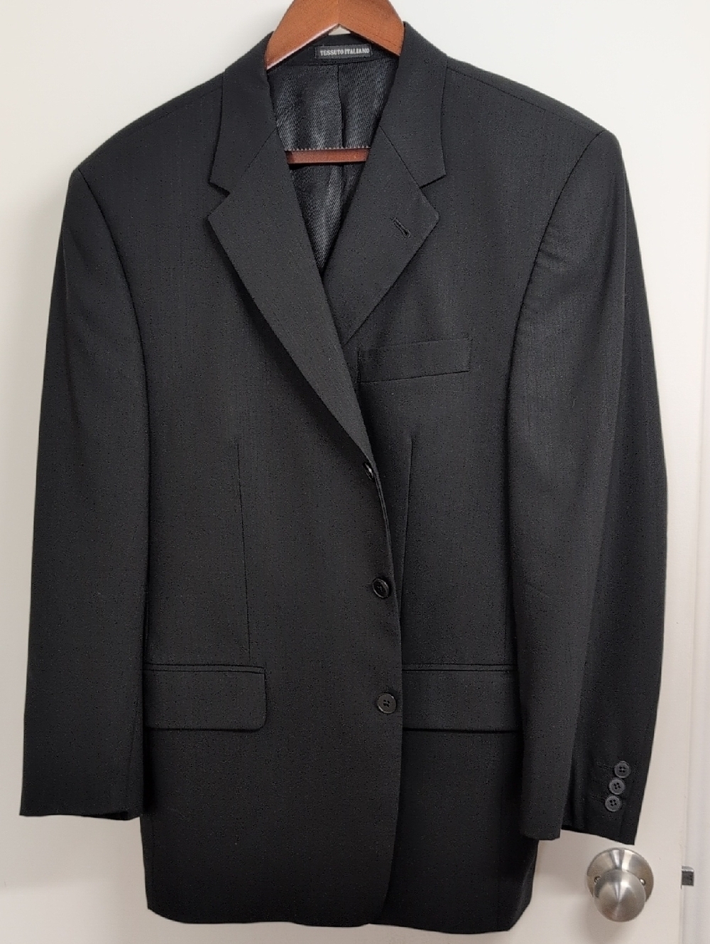 **BIELLA ITALY MEN’S BLACK BLAZER SIZE 42S WOOL BLEND CLASSIC TAILORED JACKET**